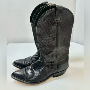 Vintage Code West Black Leather Croc Snake Cowboy Boots size 7 Western